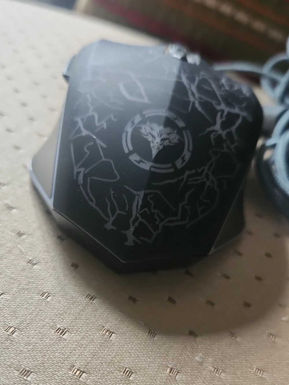 Wired Black Gaming Mouse with Blue Braided Cable